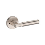 Riddling Privacy Lever with Contemporary Round Rose in Polished Chrome