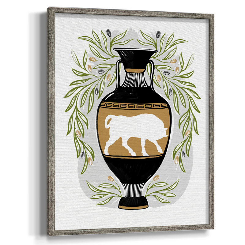 «Greek Vases IV», reproduction encadrée - bois massif, H 11 po x l 9 po