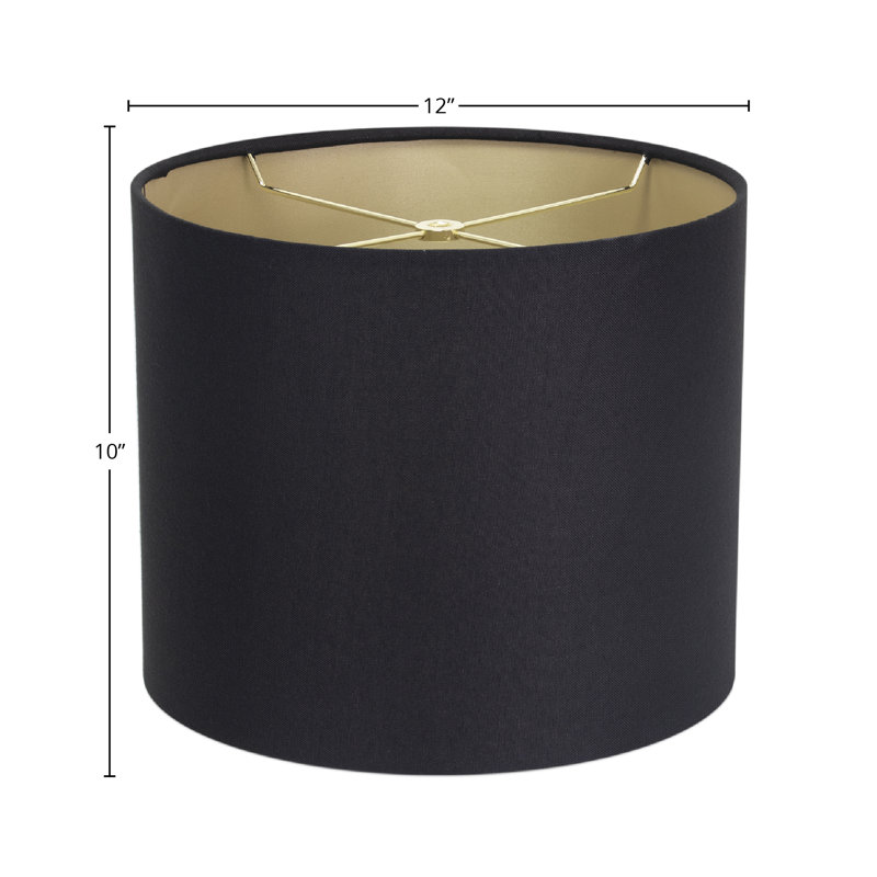 Drum Lamp Shade, 10" H x 12" W x 12" D, Black/Gold