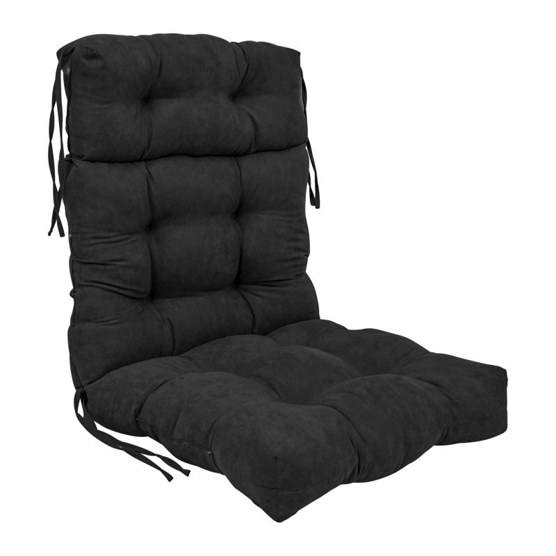 Coussin de siège / dossier en microsuède, Noir, L 22 po x P 45 po