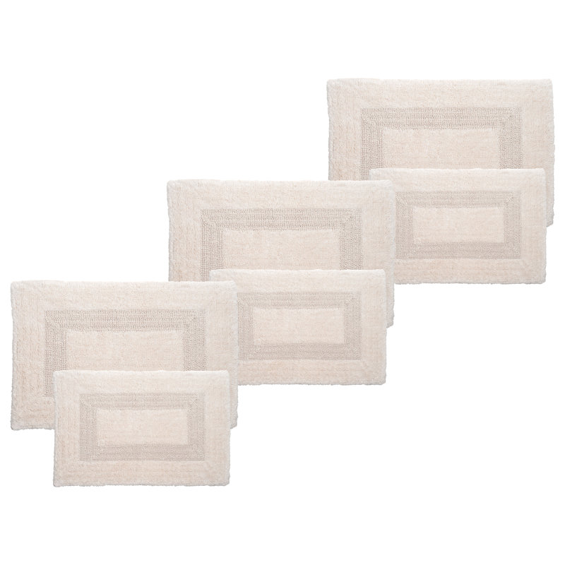 Tapis de salle de bain Lavish Home - Ensemble de tapis de salle de bain en coton 6 pièces - Tapis de bain lavables à la machine pour la salle de bain, la cuisine ou la salle de lavage (ivoire)