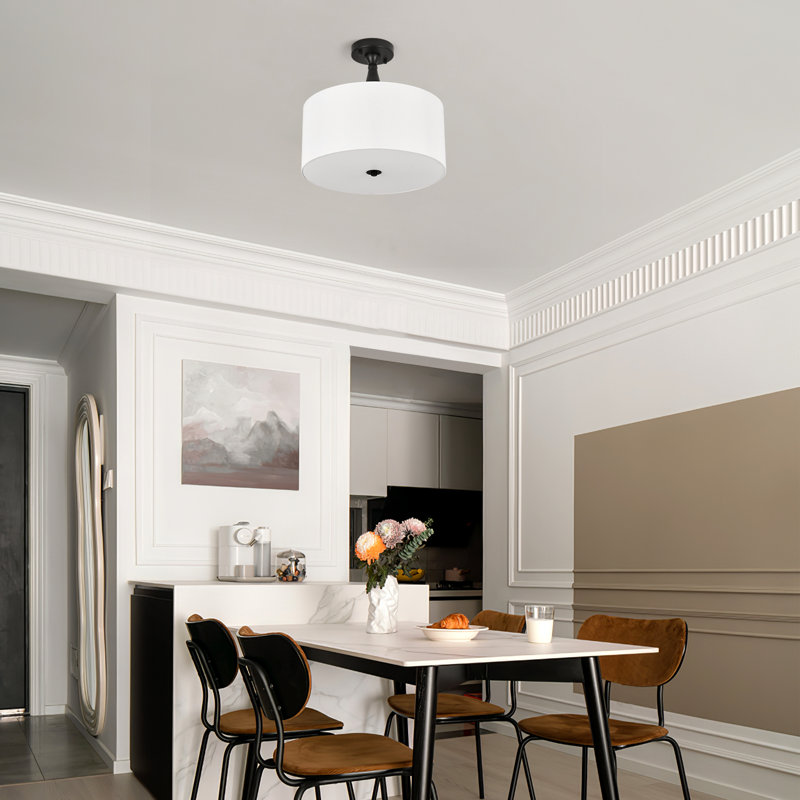 Plafonnier semi-encastré en tissu 3 lumières