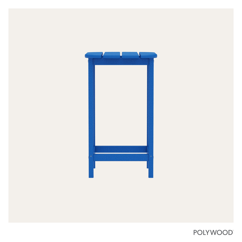 POLYWOOD South Beach 26" Counter Side Table, Pacific Blue