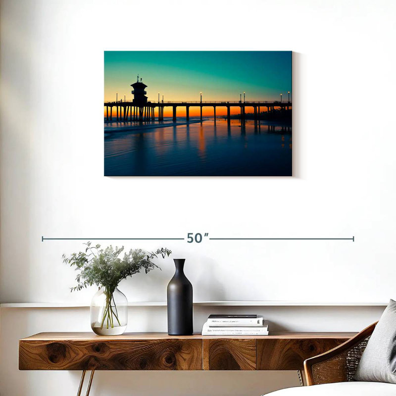 Huntington dock nightfall Aletra, H 20 po x l 30 po