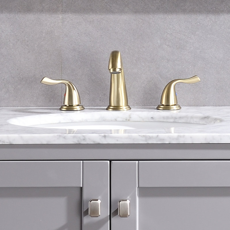 Widespread 2-handle Bathroom Faucet with Drain Assembly, Brushed Gold