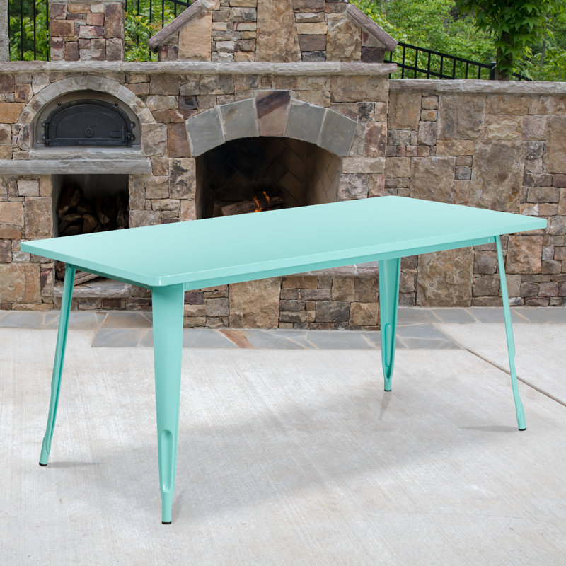 Table rectangulaire en métal pour l'intérieur et l'extérieur 31,5 po x 63 po Eure - table industrielle, Vert menthe