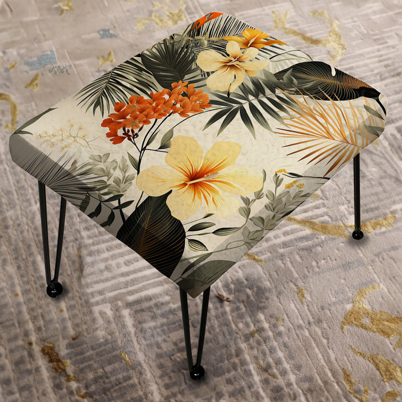 Motif géométrique naturel - Repose-pieds rectangulaire tropical
