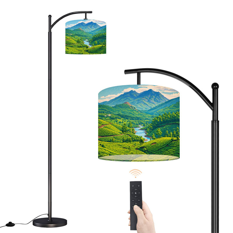 Lampe sur pied à arc avec abat-jour réglable Tea plantations River Hills Kerala India Lampe sur pied 3 températures de couleur à intensité variable pour poteau