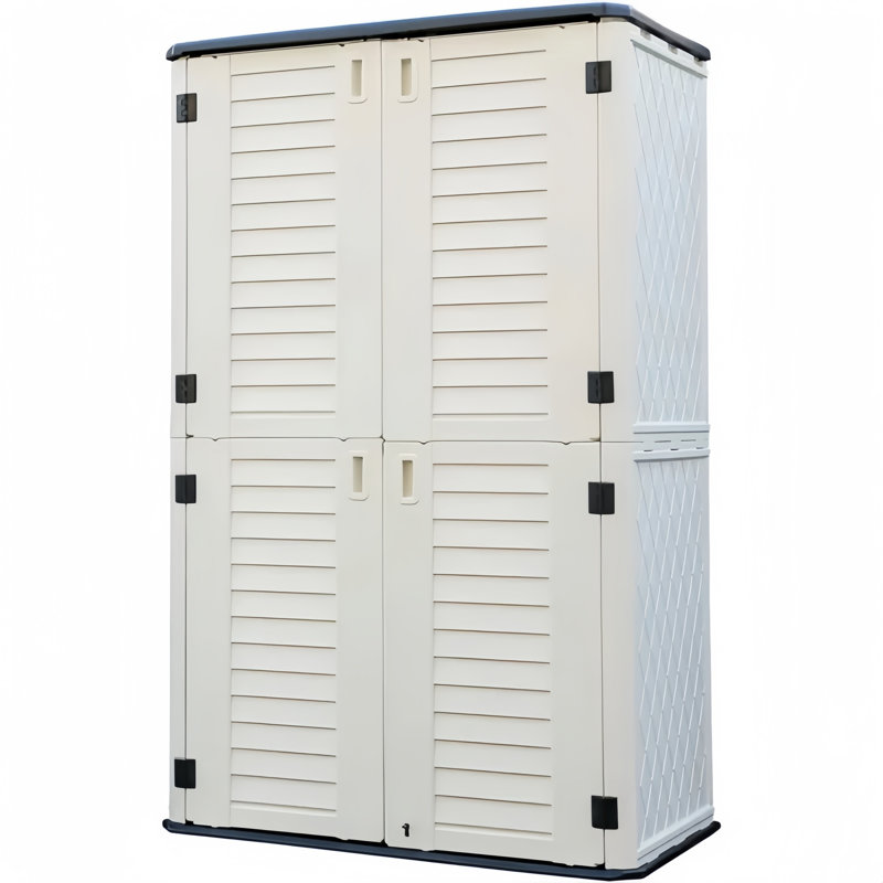 Armoire de rangement verticale en résine à double porte avec plancher Yardgrace 490 gallons, Blanc