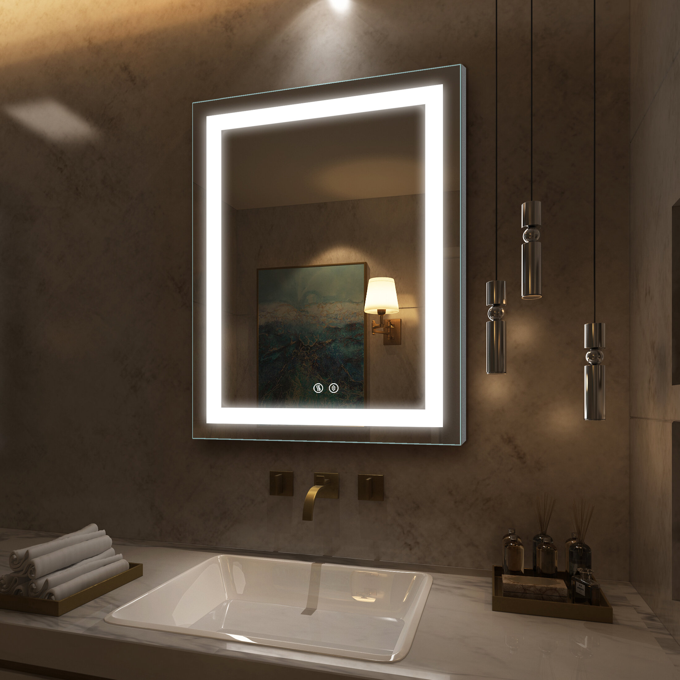 HILTON28X36T-LED Lighted Bathroom Makeup Mirror - Kiva Rhyme