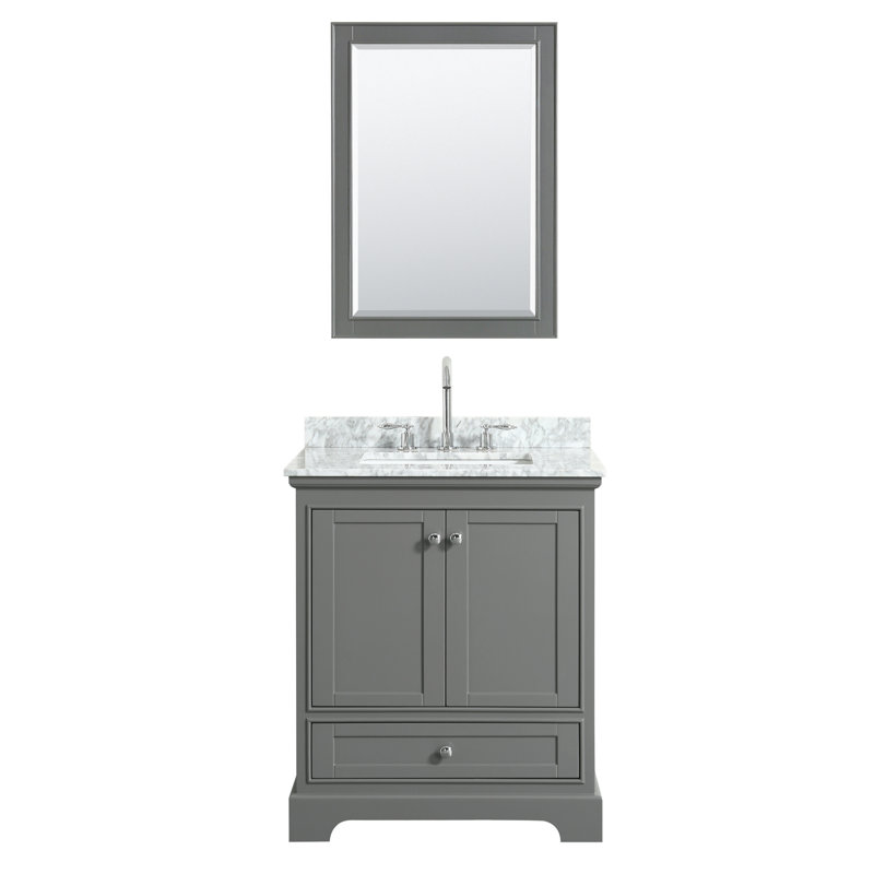 Deborah 30'' Single Bathroom Vanity with Marble Top, Dark Espresso, Polished Chrome
