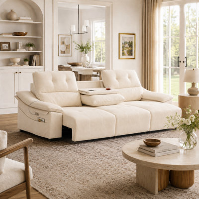 3-Seat Power Reclining Sofa Bed with Independent Motors, Oversized Comfort, USB & Cup Holders for Home Theater