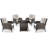 Aluel 5-Pieces Outdoor Wicker Chairs & Square Fire Pit Table Conversation Set With Cushions-633589346