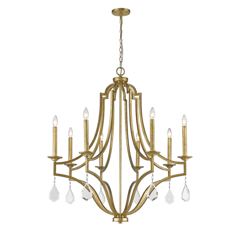 Grand lustre géométrique à 8 lumières de style bougie Unique