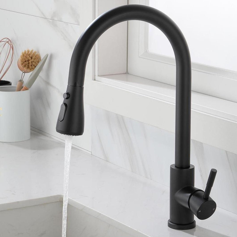 KISRAIS Pull Down Kitchen Faucet, Matte Black
