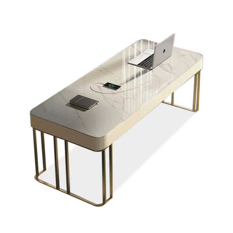 Picture colour Rectangular Sintered Stone Writing desk with drawers desk, 29.53" H x 47.24" W x 23.62" D