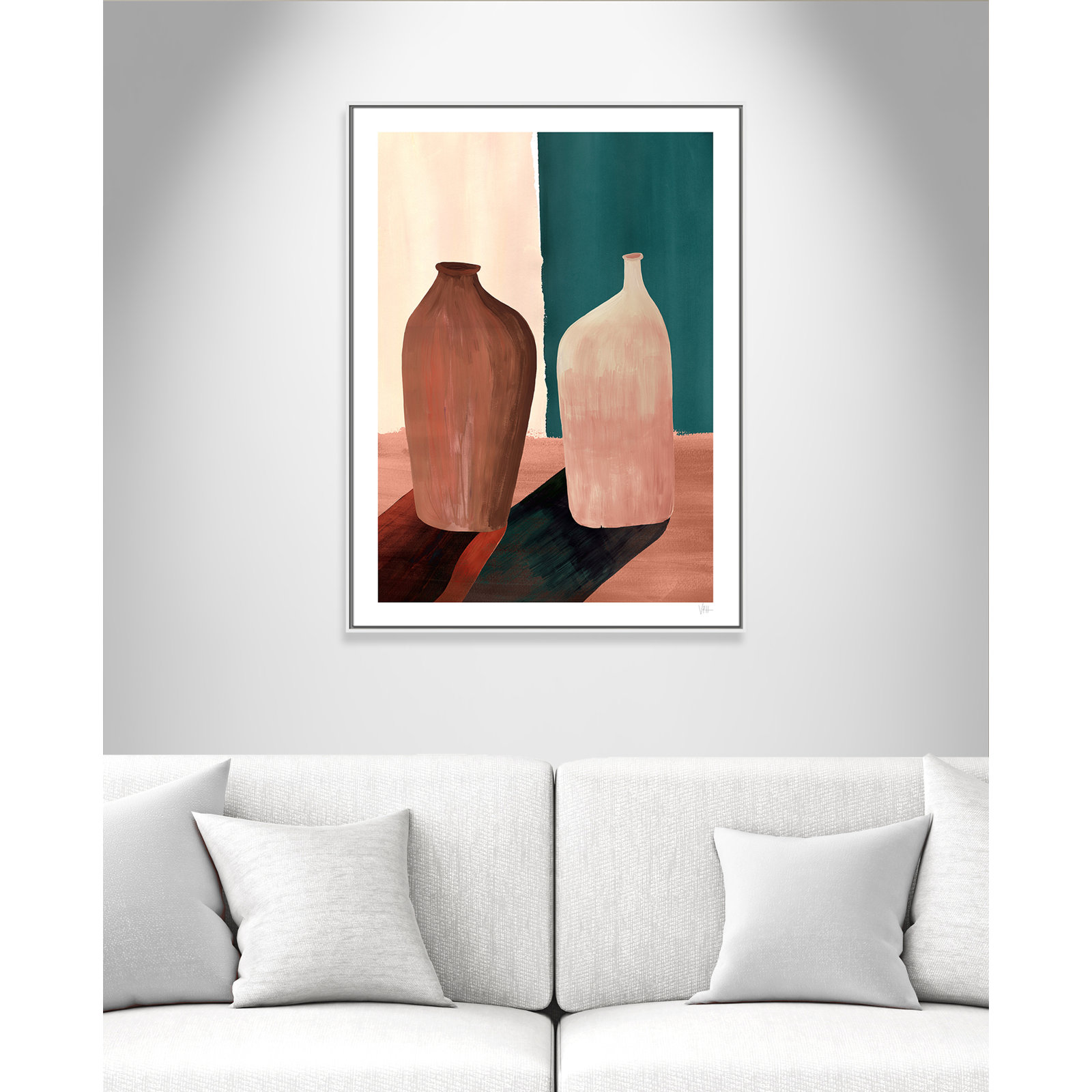 Contrast Pots Print by Violets Print House, 37.5'' W x 49.5'' H, Framed Canvas, White Floater