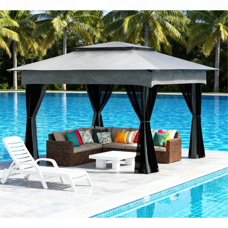 Pavillon de jardin pliable facile à installer, abri de jardin escamotable avec filet à fermeture éclair, sac de transport