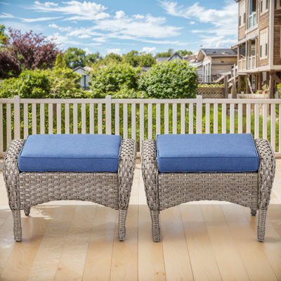 Repose-pieds d'extérieur en osier Arbor avec coussins moelleux pour l'extérieur - durable et résistant aux intempéries