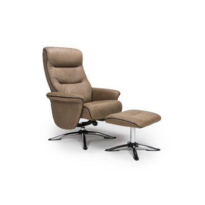 Gudmand Upholstered Swivel Recliner with Footstool