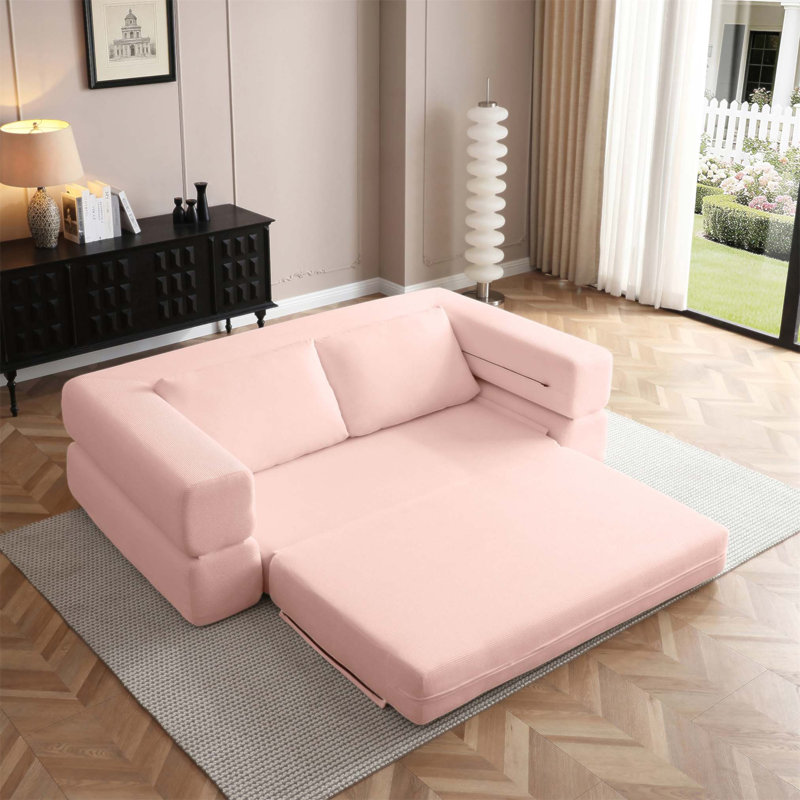 Canapé-lit convertible de 81 po, canapé-lit pliant 3 en 1 avec velours côtelé et coussins, causeuse multifonctionnelle pour le salon et la chambre à coucher