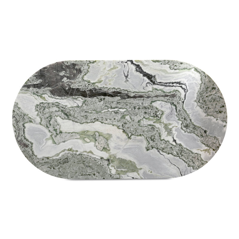 Celia Oval Marble Dining Table, Green Onyx
