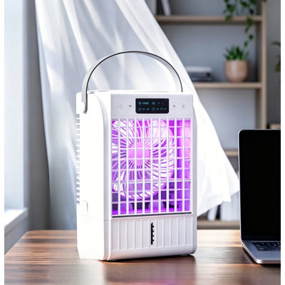 Cooling, Humidification, Mini Air Conditioning, And 7-Color LED 4-In-1 Portable Mini Air Cooler With LED Night Light, 4-Speed Personal Desktop Air Conditioning Fan, Timer And Water Tank, USB Rechargeable Small Cooling Fan, Suitable For Bedroom Office Tra