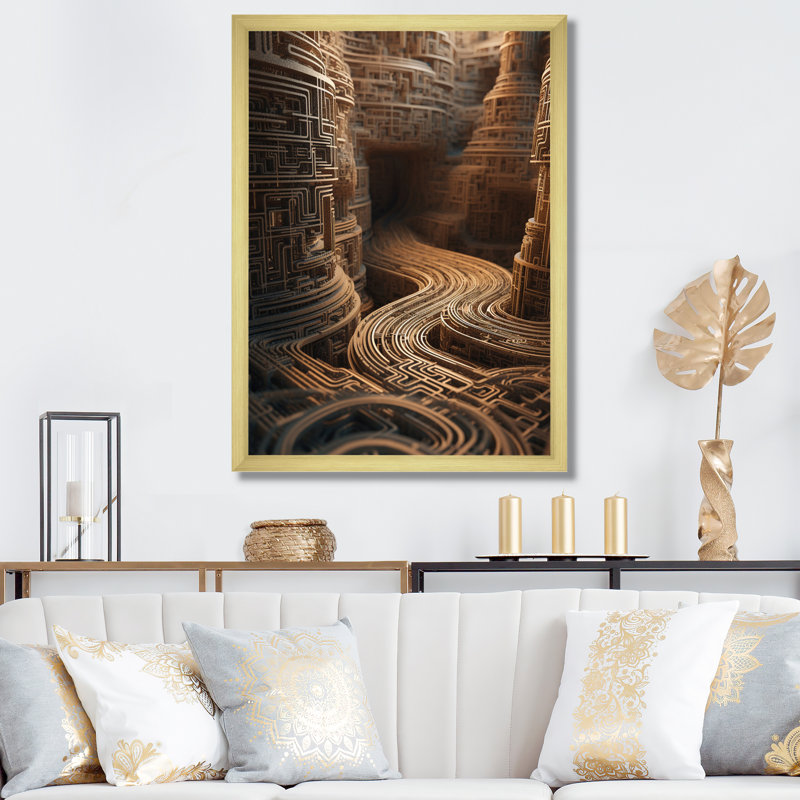 «Unraveling The Gold Labyrinth Mystery», reproduction sur toile, H 40 po x l 30 po x P 1,5 po, Cadre doré à une seule photo