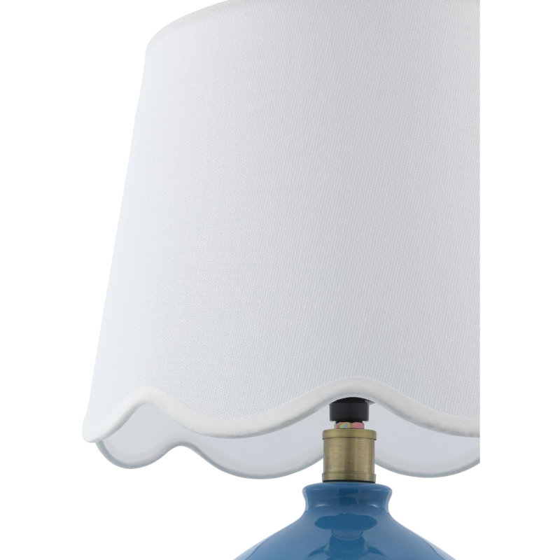 Lampe de table Amecia, Bleu, Blanc, Lin lin