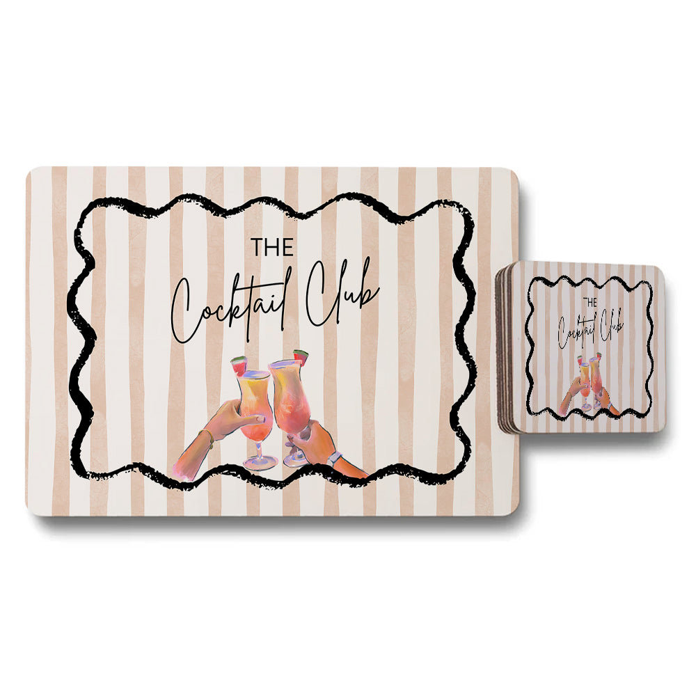 The Cocktail Club Placemat Coaster Set Striped Background