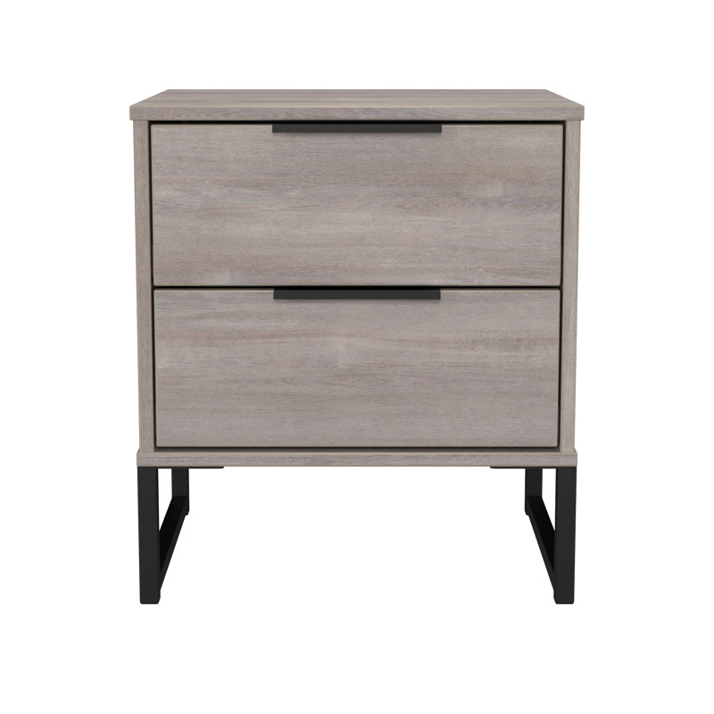 Peacham 45cm W Manufactured Wood Bedside Table, Grey