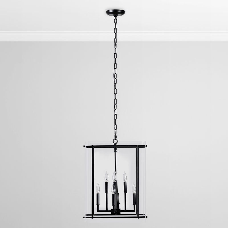 Lena 8 - Light Lantern Square / Rectangle Chandelier, Black