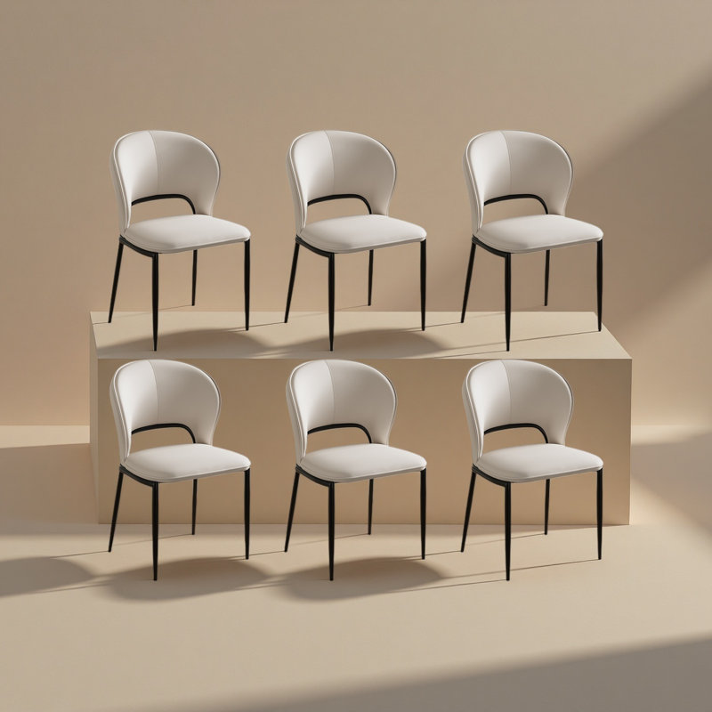        Chaises de table de salle à manger modernes, similicuir, gris clair, 6 pièces, 6