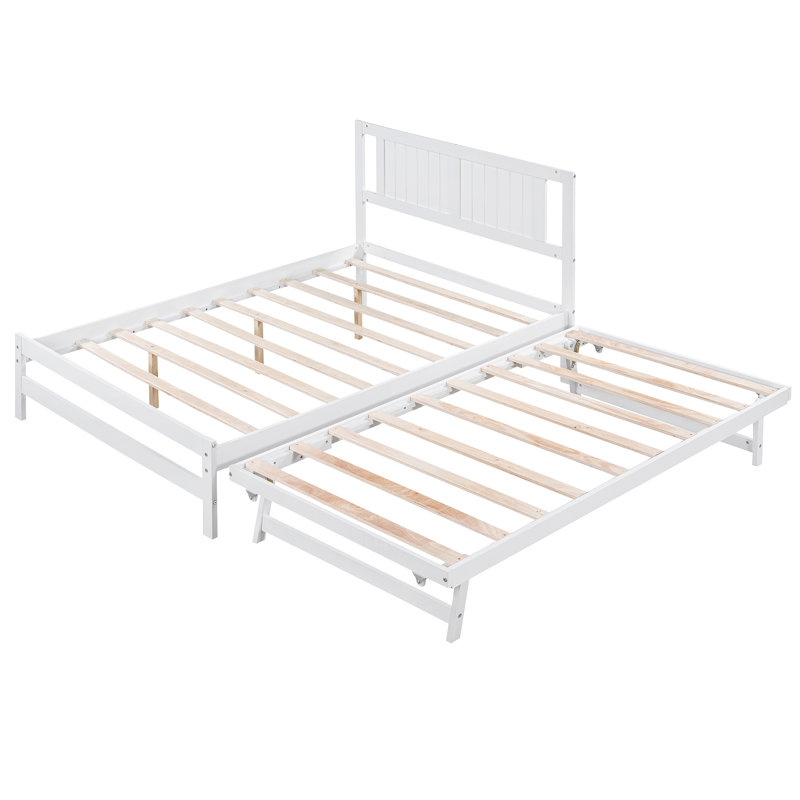 Lit plateforme avec lit gigogne réglable, Blanc