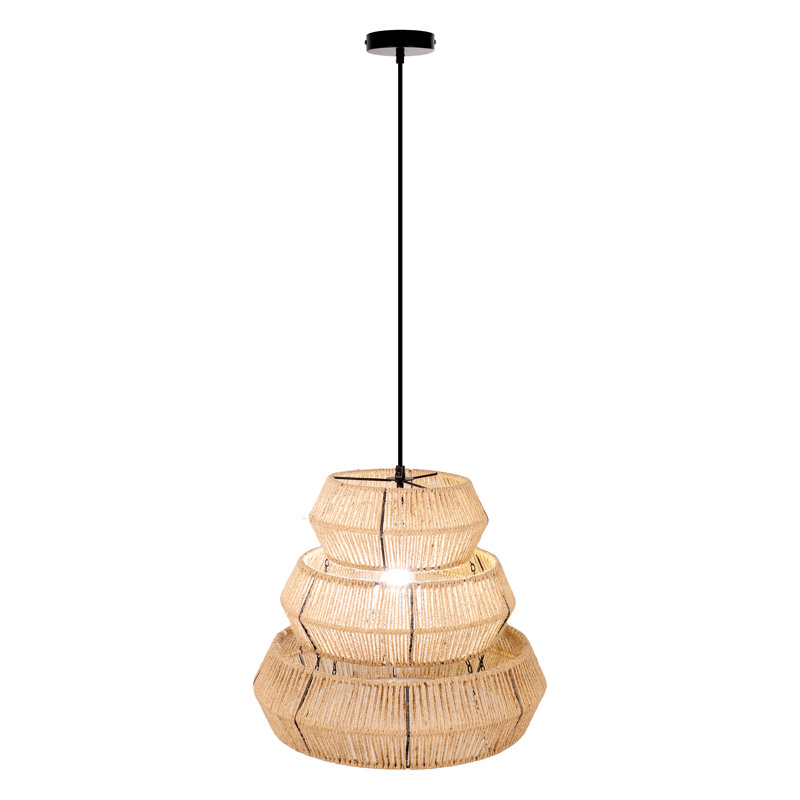 20"W Addia 1-Light Unique/Statement Tiered Jute Pendant