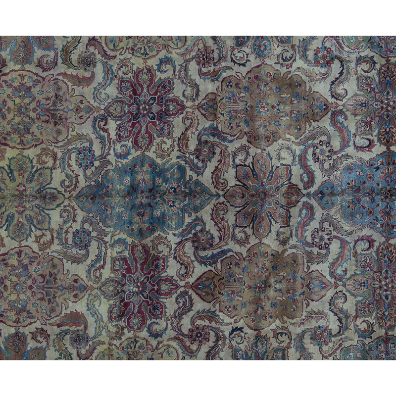 Tapis ivoire et doré noué à la main de haute qualité
