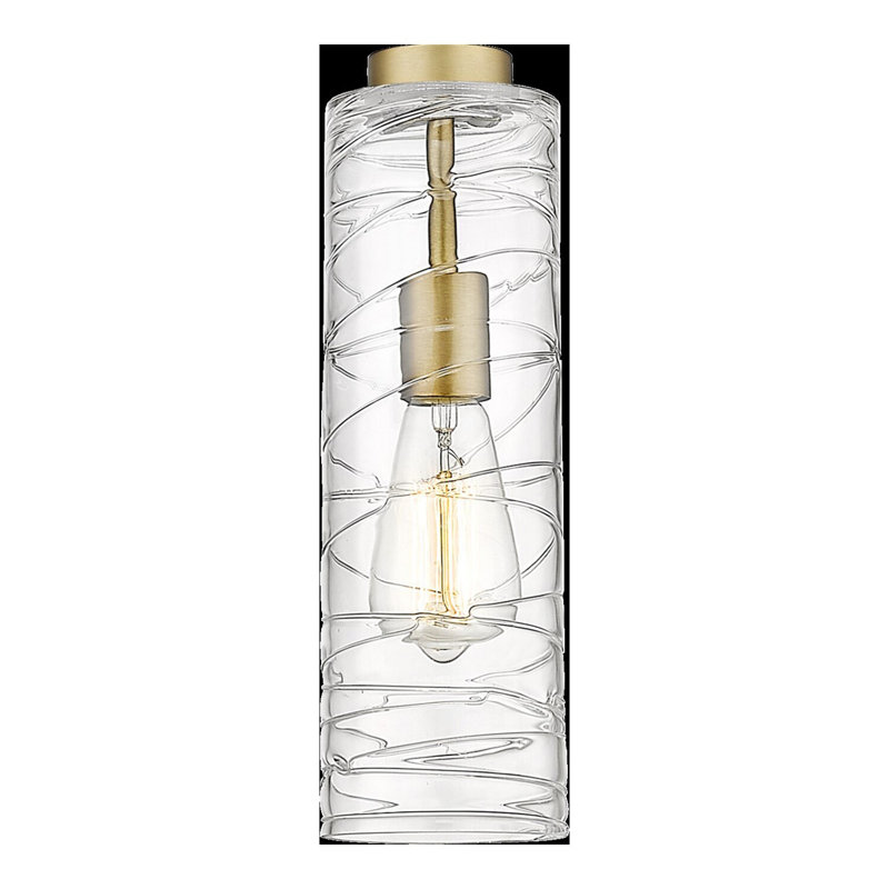 Luminaire suspendu cylindrique à 1 lumière Allisia, Tourbillon déco transparent, Nickel satiné brossé