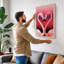 Heart of Flamingos Modern 1 Piece Wrapped Canvas Wall Art-505486549-505486552