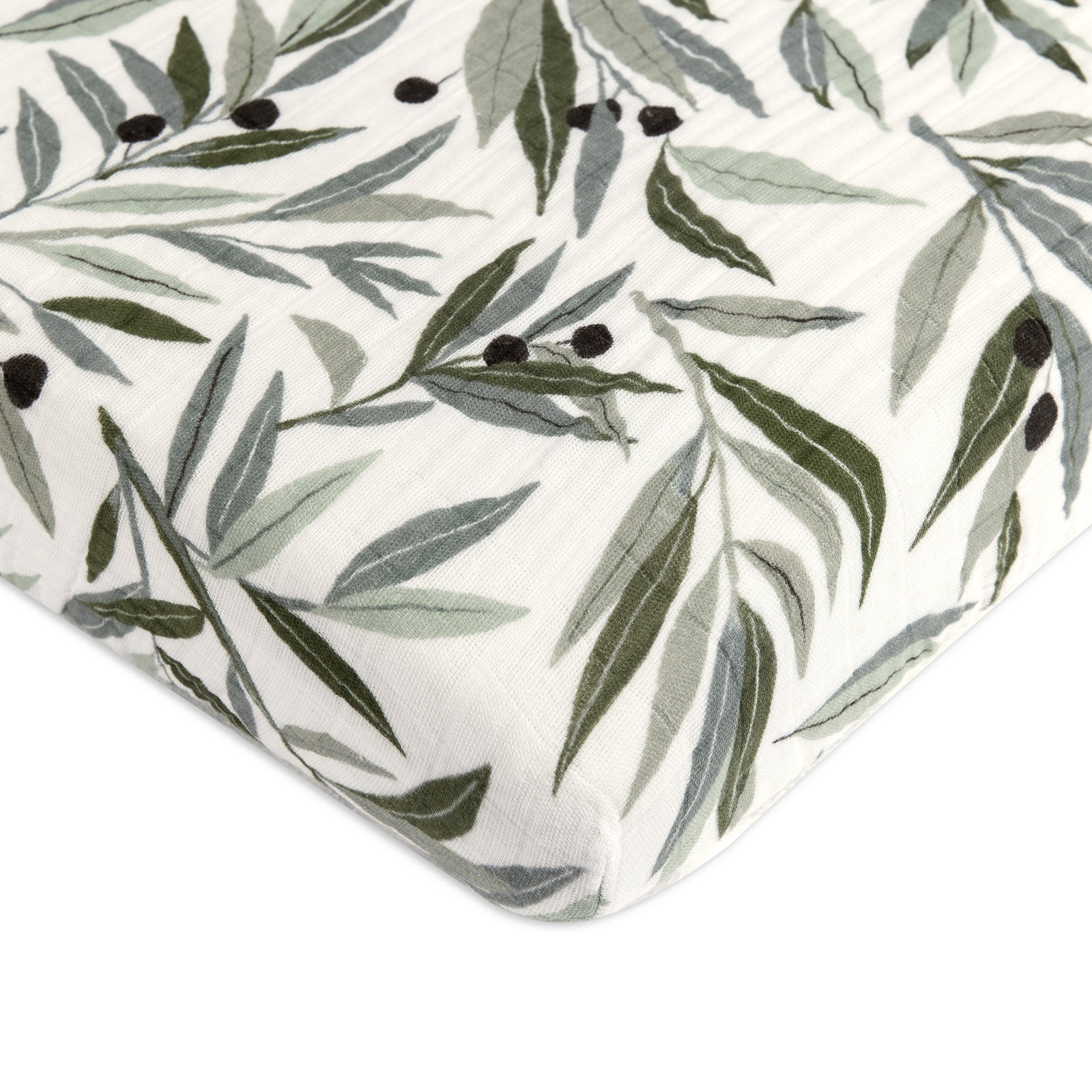 Olive Branches Muslin Mini Crib Sheet