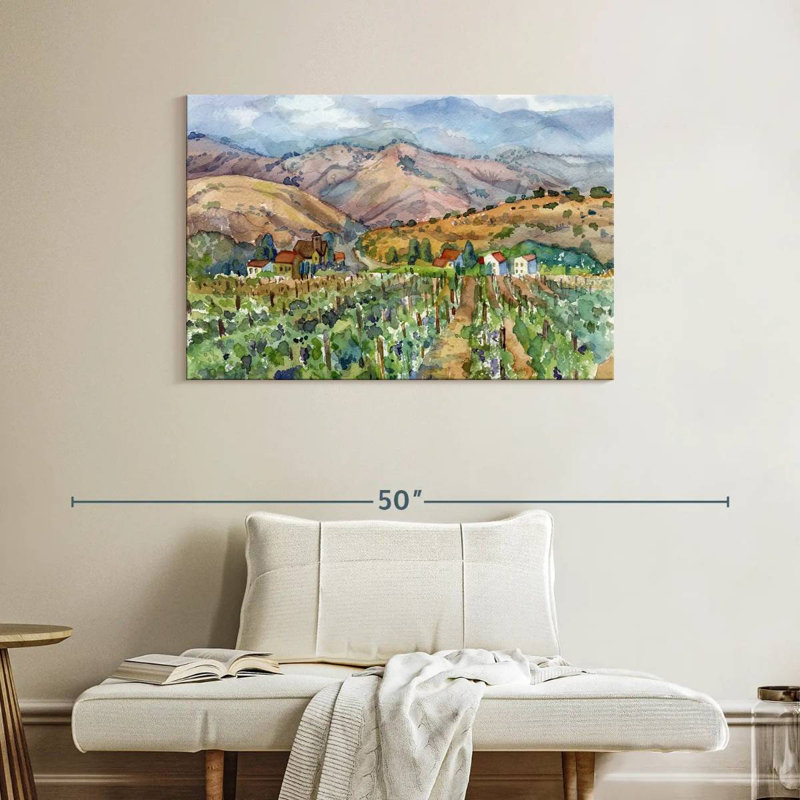 Paysage avec vignoble Alvord, H 26 po x l 39 po