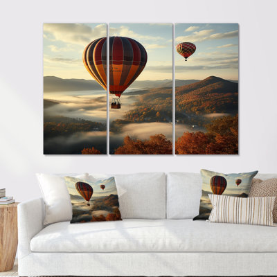 Automne, montgolfière - ensemble de reproductions d'art mural