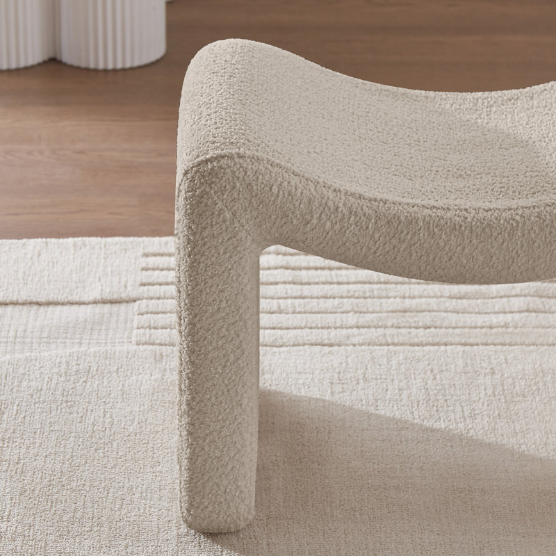 Demacio 21.63" Wide Standard Ottoman, Camel Boucle 100% Polyester