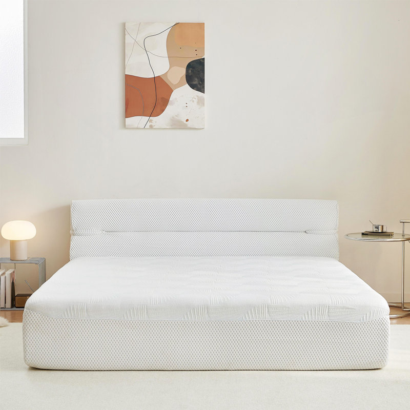 Matelas tout en un et cadre de lit Matelas de 15 pouces dans une boîte avec tissu frais, soulagement de la pression, isolement du mouvement, aucun assemblage requis pour le salon, la chambre à coucher et le dortoir