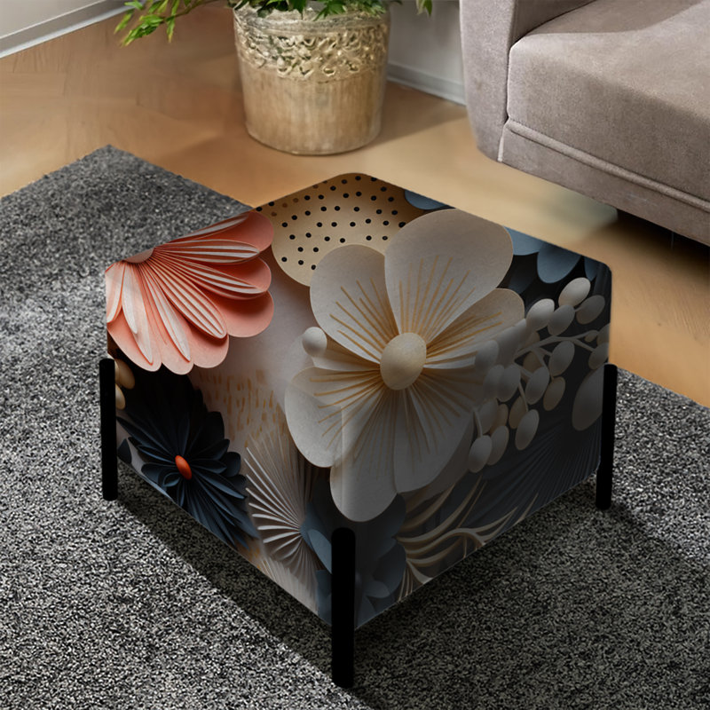 Sable et coquillages motif tropical - repose-pieds carré tropical