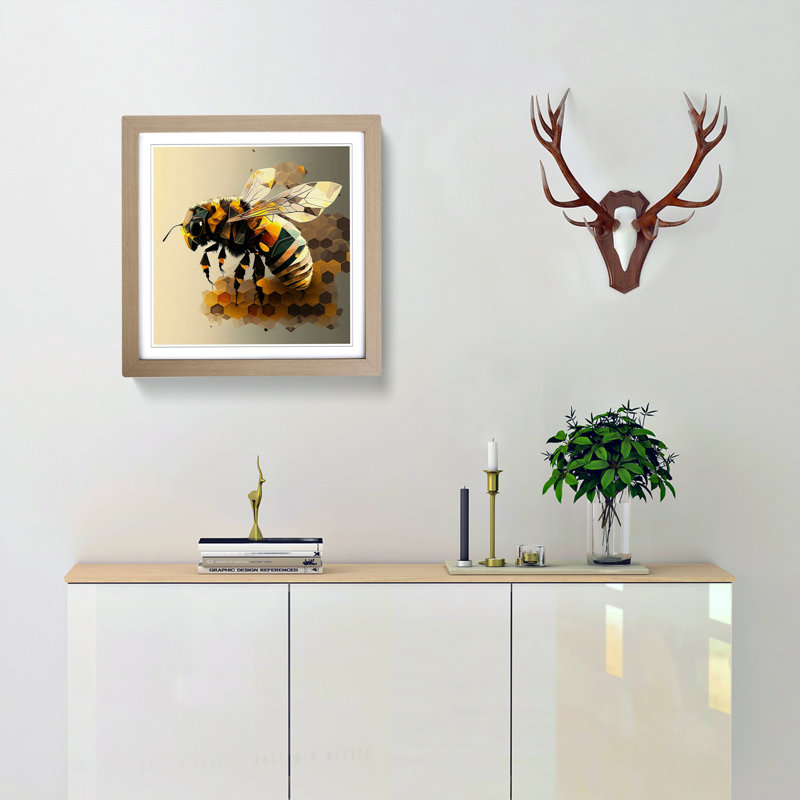 Bee Cubism - Framed Print, Oak