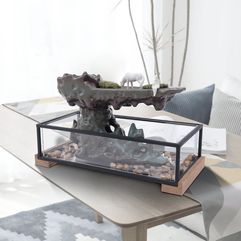 Chez 16.9" Desktop Rockery Fountain Waterfall Resin Home Office Decor