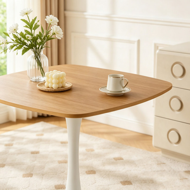 Table tulipe 31,5 pouces, Blanc et chêne