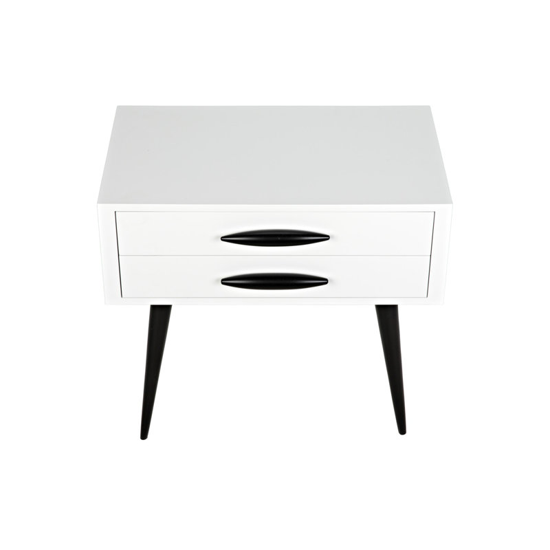 Table de chevet Taylor, Blanc mystique / gomme laque noire