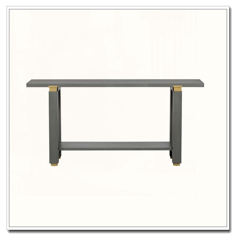 62.9" Modern Minimalist Console Table, Solid Wood Entryway Sofa Table, Gray