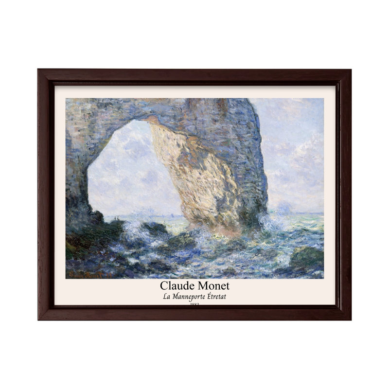 Claude Monet - La Manneporte, Poster, 16"H x 20"W, Brown Framed